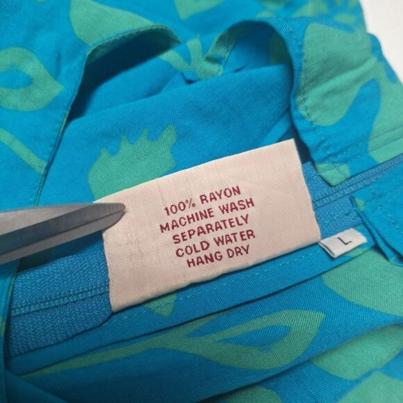 Santiki Wrap Skirt Dress Tie Blue Green Womens Large Tropical Vacation Summer - Picture 5 of 9